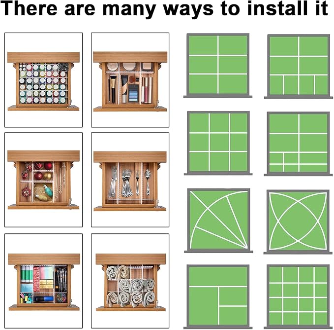 12Pcs Adjustable Drawer Dividers 0.1Inch Thickness DIY Grid Dividers 40x5cm Plastic Organizer Separator for Socks Underwear Makeup Cosmetic Clothes - Image 6