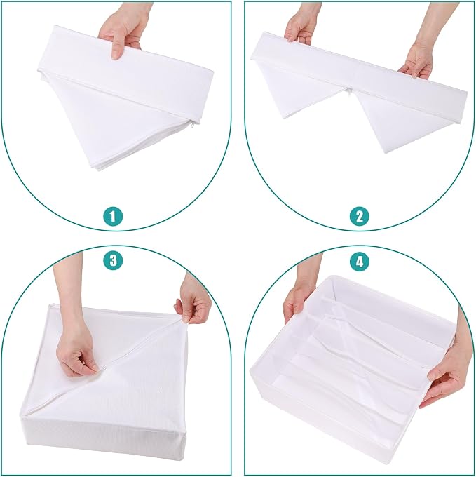 Drawer under Cabinet Clothes Organizer 5 Cell Foldable Storage Cubes Underwear Drawer Organizer Dividers Storage Boxes for Bra, Underwear（White） - Image 5