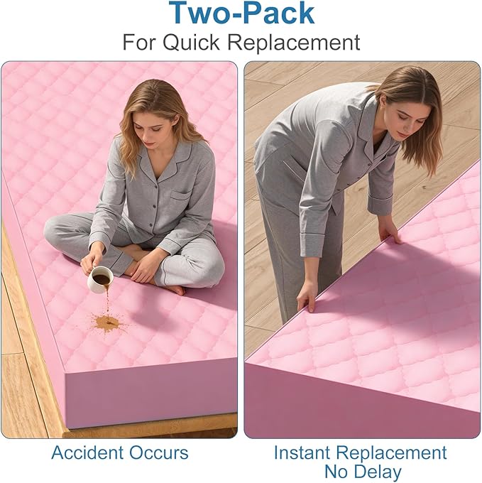 2 Pack Waterproof Mattress Protector Crib,Cotton 24X38 Fitted Crib Sheets Crib Mattress Protector Sheets,Soft Bed Sheets,Washable Little Bed Sheets,Neutral for Boy,Girl,Toddler(Pink, 24X38inch)