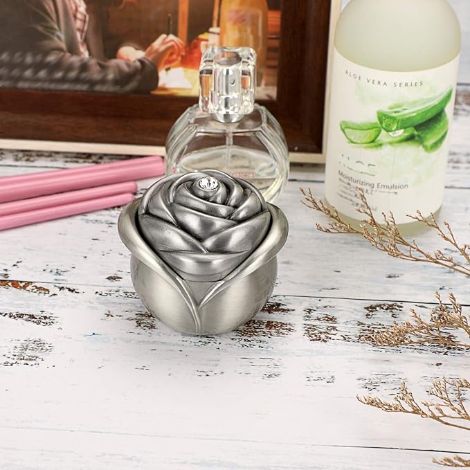 Hipiwe Rose Shape Vintage Jewelry Box - Small Trinket Storage Holder Case Keepsake Organizer Box for Rings Earrings Necklace Treasure, Gift for Women, Large - Image 2