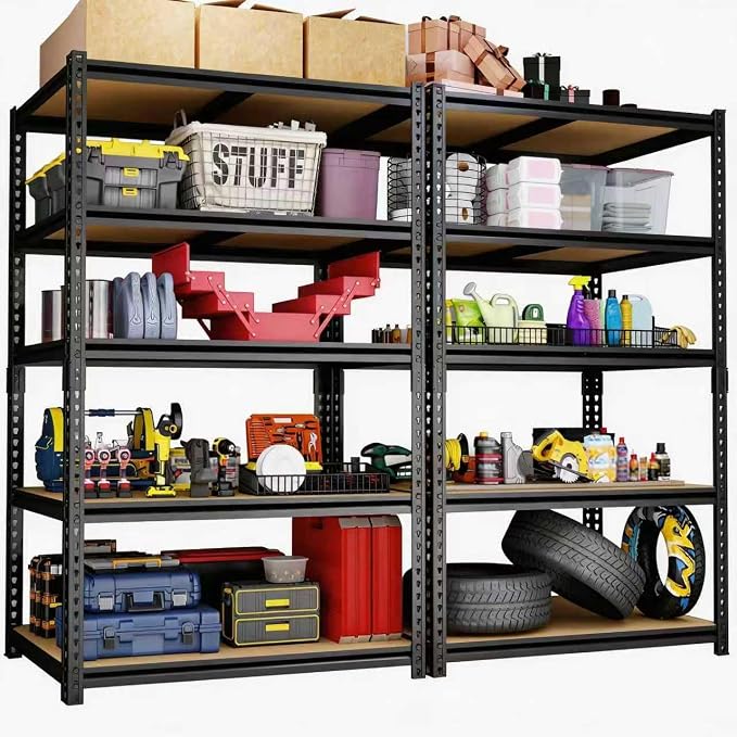 Garage Storage Shelves, 72''H Shelving Units and Storage, 2400 LBS Heavy Duty Shelving, Metal Garage Shelves for for Basement, Warehouse, Pantry, Closet, Kitchen by Unknown
