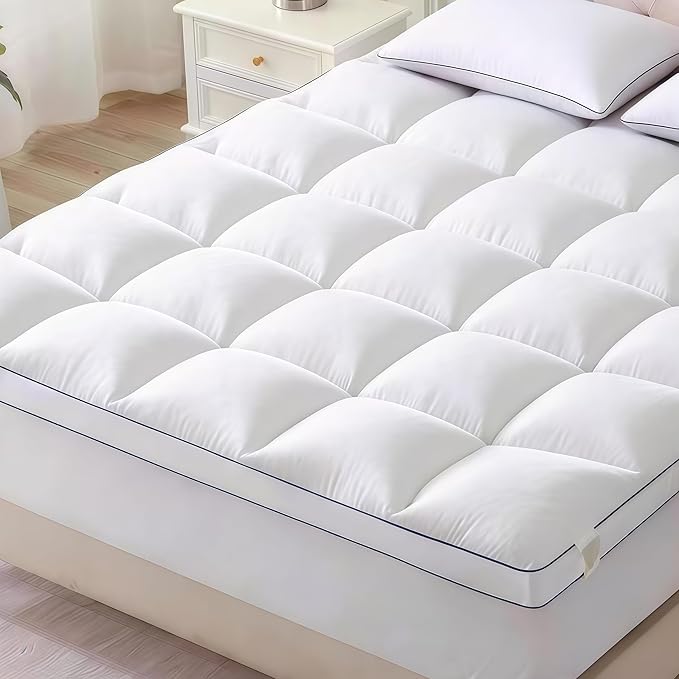 Thick Mattress Topper Full with Deep Pocket, Extra Pillow Top Mattress Pad, Breathable & Cooling Mattress Cover, Fits 8-21 Inch, Soft Support for Back Pain Relief, Mattress Protector (Full, White)