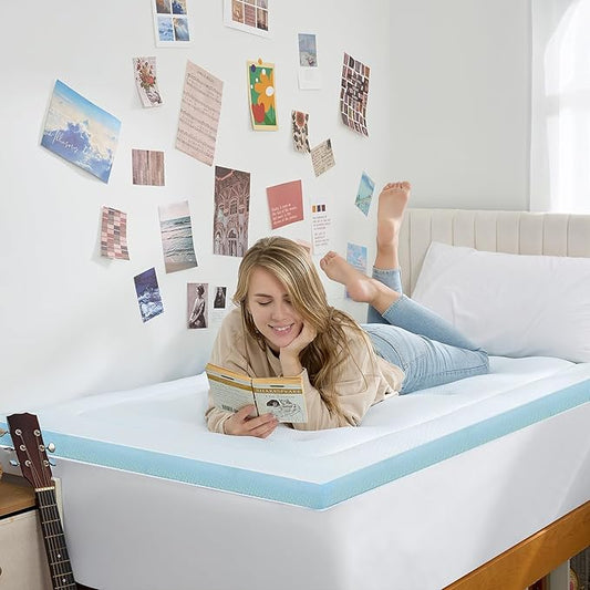 Hansleep Twin Mattress Pad Topper Memory Foam, Twin Foam Mattress Topper Viscose Derived from Bamboo, Twin Size Bed Mattress Pad Cover for Back Pain Relief, 39" x 75", White