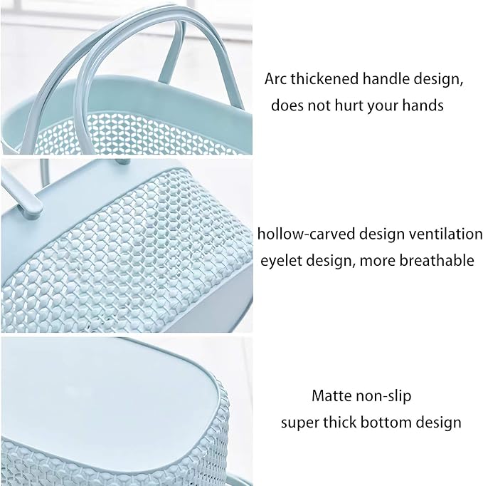 rejomiik 2 Pack Plastic Shower Caddy Basket, Portable Organizer Storage Tote with Handles Toiletry Bag Bin Box for Bathroom, College Dorm Room Essentials, Kitchen, Camp, Gym, Blue - Image 5