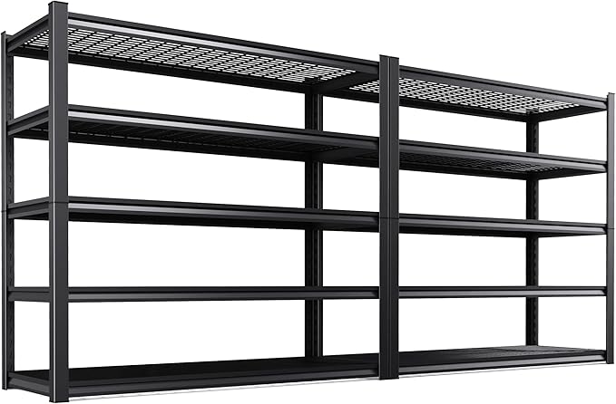 59 ''W Storage Shelves, 71‘’H Garage Shelving, Adjustable Garage Shelves, 3000lbs Heavy Duty Shelving ,5 Tier Garage Storage Shelves,Easy-To-Install Metal Shelf Storage Rack Shelving Unit 2 Pack by KORVENA