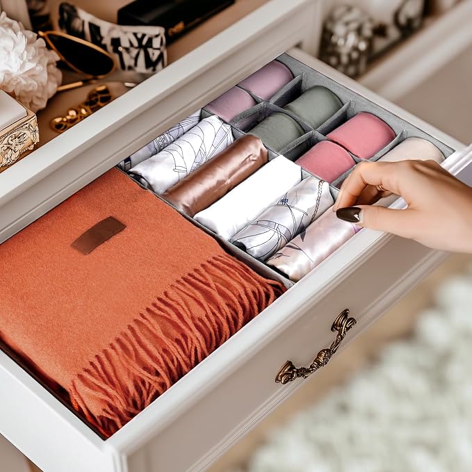 Criusia Drawer Organizer Clothes, 8 Pack Dresser Organizer for Underwear, Sock, Baby Clothes- Foldable Closet Organization and Storage Dividers Bins for Nursery, Bedroom (Grey) - Image 7