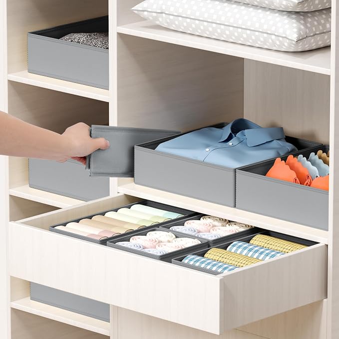 DIMJ Drawer Organizer Clothes - 18 Pack Closet Drawer Organizer Bins for Baby Clothes Storage, Fabric Dresser Organizer for Nursery Bedroom, Foldable Small Drawer Dividers for Underwear Socks - Image 4