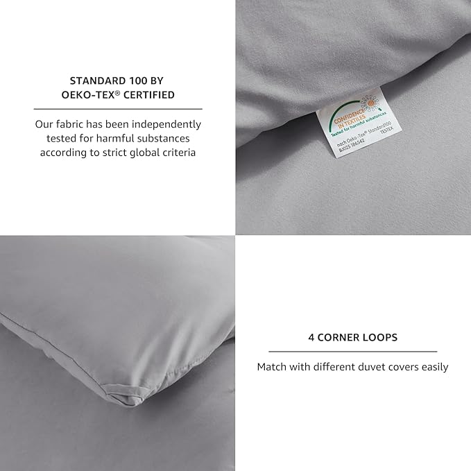 CozyLux Full Size Comforter Set Grey, 3 Pieces Solid Breathable Quilted Bedding Sets, Gray Luxury Lightweight Soft Bed Set with Down Alternative Comforter and 2 Pillowcases for All Seasons