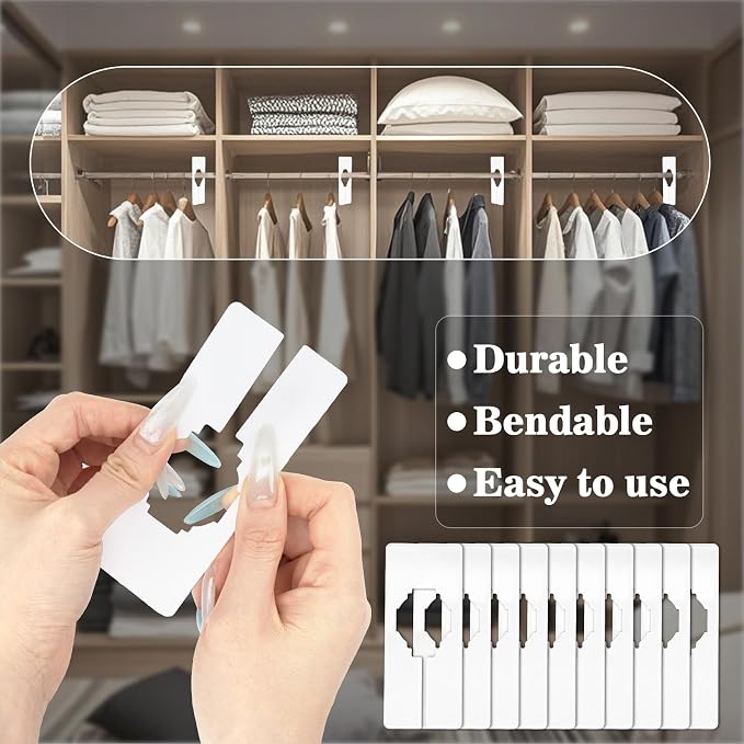 Sukh 30PCS Rectangular Closet Dividers - Plastic Closet Shelf Dividers For Clothes Organization Clothing Rack Tags Label for Wardrobe Retail Store Boutique Supplies Sturdy Durable No Burrs (White) - Image 4