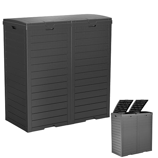 EFU 38 Gallon Outdoor Trash Can with Lid & Drip Tray, Dual Garbage Can for Patio Backyard Deck,Large Heavy Duty Waste Container Bin，Black - Image 8