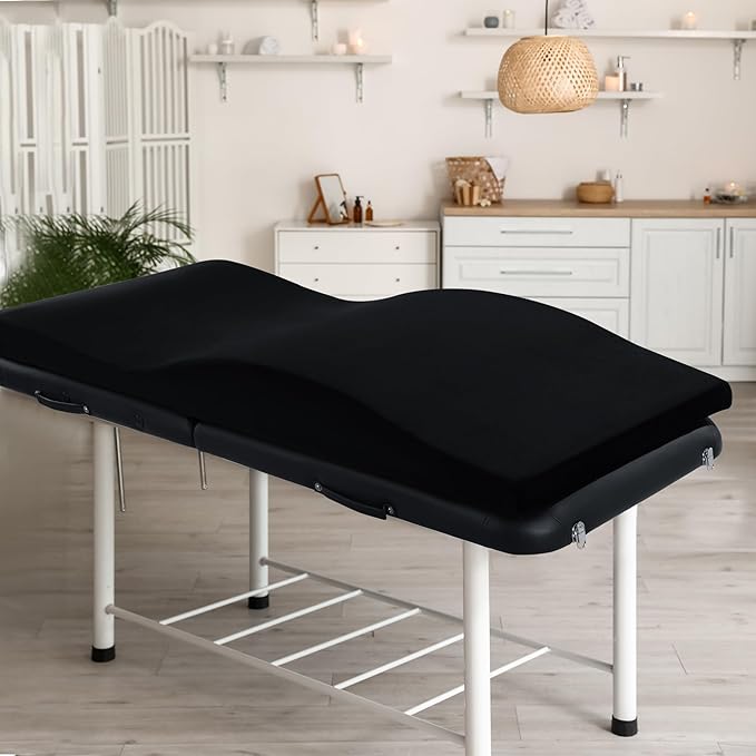 HOMBYS Ergonomic Curvy Foam Massage Bed Mattress Topper, 70" x 23", Black