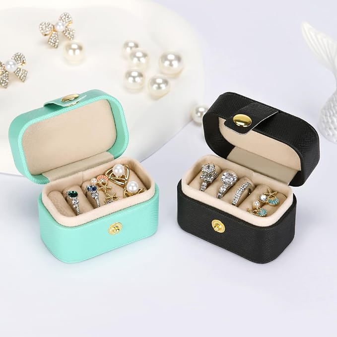 KUKUVR Small Travel Jewelry Box For Ring Stud Earring, Mini Jewelry Ring Holder for Multiple Rings, Portable Jewelry Storage Organizer Case (Blue) - Image 6