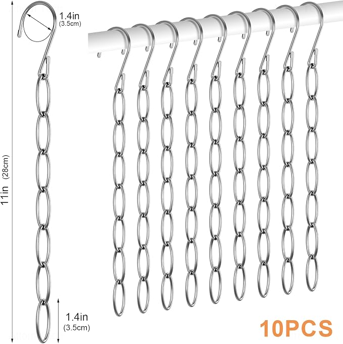 NiHome Clothing Chain Hanger 10-Pack, Metal Closet Organizer Space Saving Hangers with 7 Holes, College Dorm Room Essentials, Closet Organizers & Storage for Home, Office, Cruise & Travel - Image 7