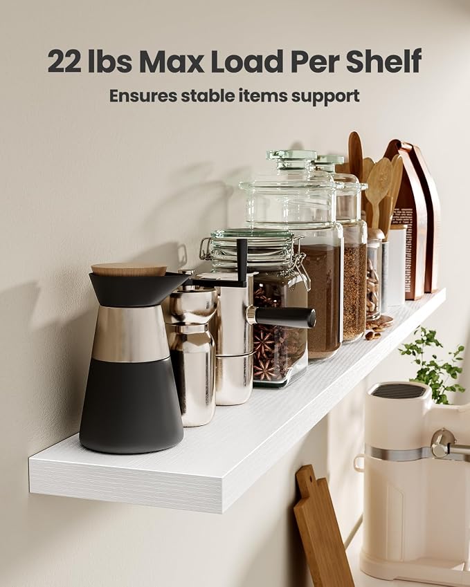 AMADA HOMEFURNISHING 23.6" L Floating Shelves, Wall Shelves Set of 3 for Bathroom/Living Room/Bedroom/Kitchen, White Floating Shelves for Wall Decor with Invisible Brackets - AMFS44W - Image 5