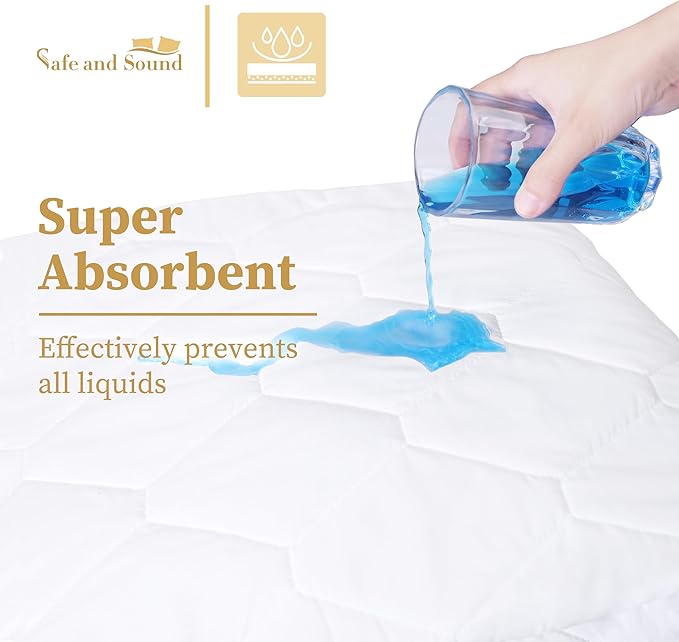 King Quilted Fitted Waterproof Mattress Pad, Breathable Premium Soft Filling Mattress Protector, 8-21 Inches Deep Pocket Noiseless Mattress Cover (White)