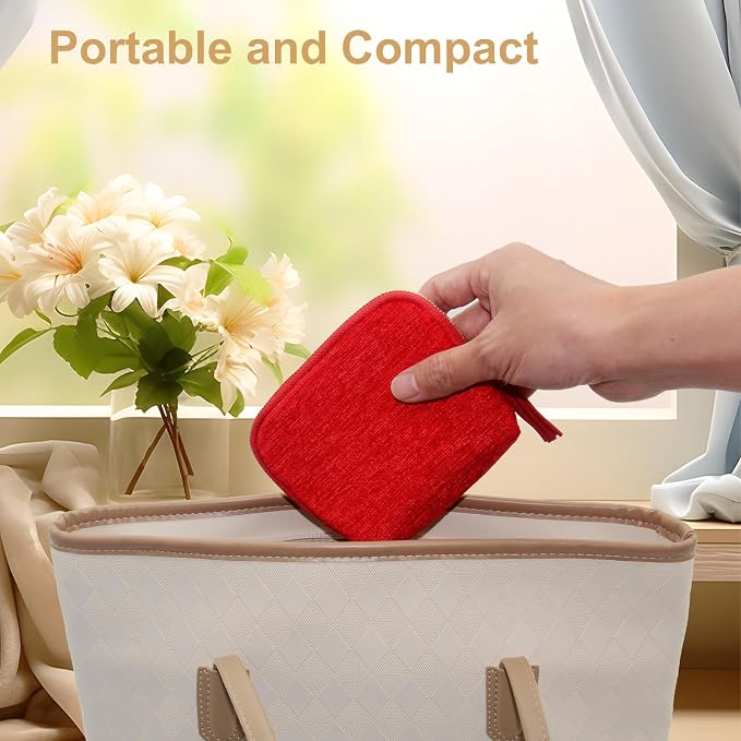 Small Travel Jewelry Case, Mini Jewelry Box, Purse Organizer Pouches for Travel and Everyday Jewelry Organizer Storage (Red) - Image 3