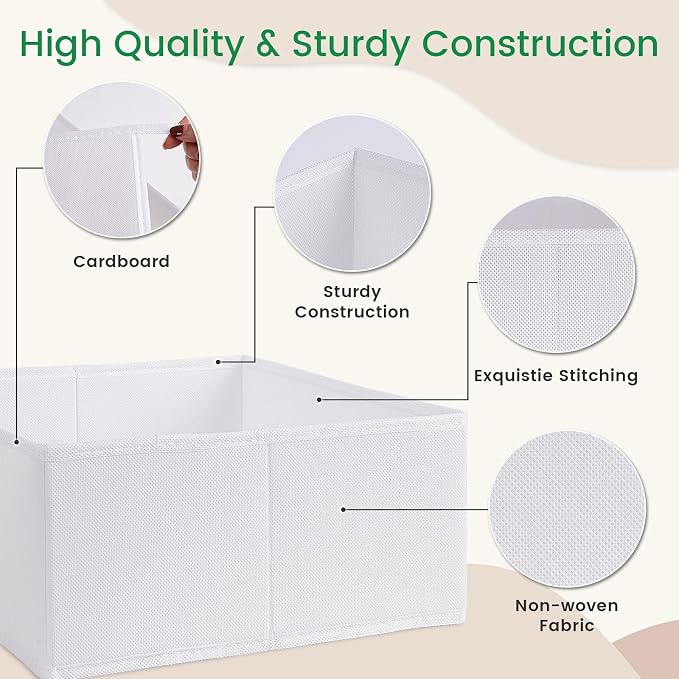 Criusia 16 Pack Underwear Drawer Organizer, Drawer Organizer Clothes, Foldable Cloth Storage Box Closet Dresser Drawer Divider Organizer for Clothes, Scarves (White) - Image 4