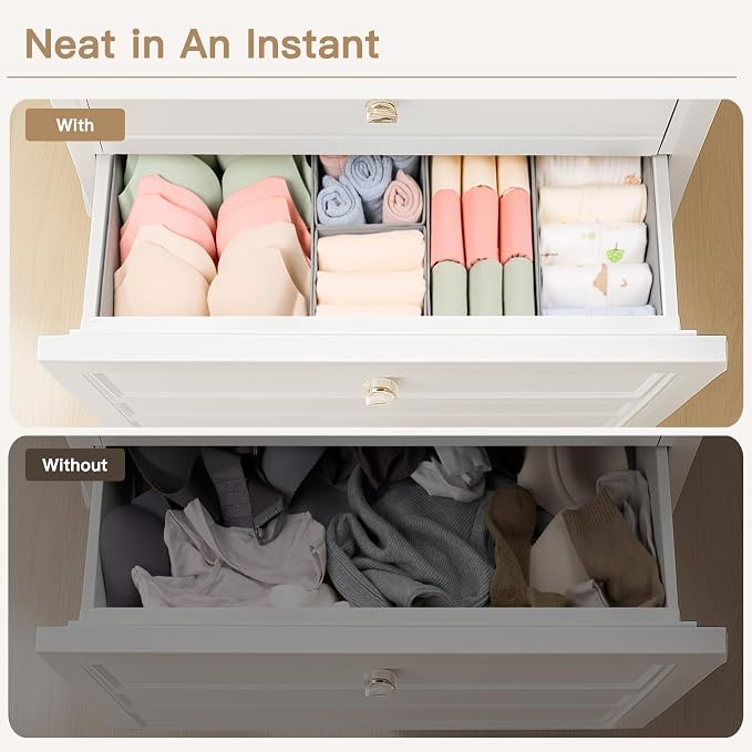Criusia Drawer Organizer Clothes, 14 Pack Dresser Organizer for Baby Clothes, Underwear, Sock- Foldable Closet Organization and Storage Dividers Bins for Nursery, Bedroom and Dorm (Grey) - Image 4