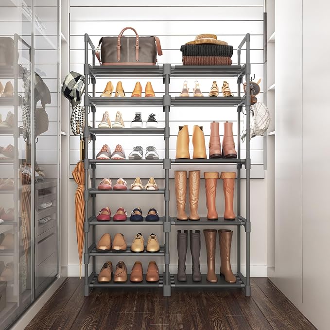 ROJASOP Shoe Rack, Shoe Storage Organizer for Closet Entryway Garage Bedroom, 8 Tier Tall Metal Shoe Shelf for 26-32 Pairs Boots & Shoes, Adjustable Shoe Stand for Small Space - Image 7
