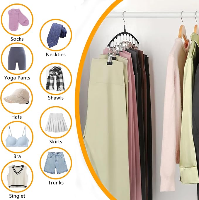 Legging Hangers for Closet Organizer, Hat Hangers for Closet 2 Pack with 10 Clips Holds 20 Leggings, Legging Hanger, Pants Storage Organizer Suitable for Socks, Panties, Underwear, Pants (Green) - Image 4