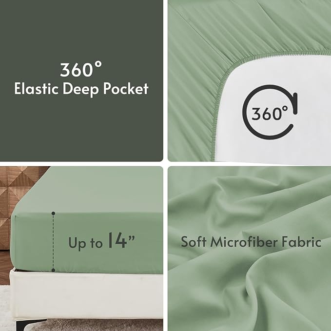 MUXHOMO 5 Pieces Twin XL Comforter Set, Reversible Bed in a Bag Twin XL Size, All Season Bedding Set with Comforter, Flat Sheet, Fitted Sheet, Pillowcases & Shams, Dark Green & Light Green