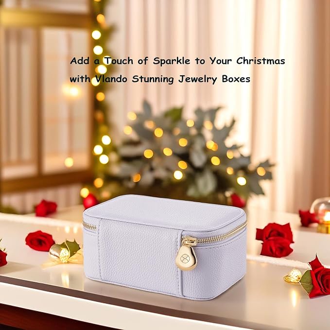 VLANDO Travel Jewelry Box Organizer – Portable PU Leather Jewelry Case with 6/8/12 Zippered Pouches, Compact Storage for Earrings Rings Necklaces Bracelets, Lilac Purple - Image 5