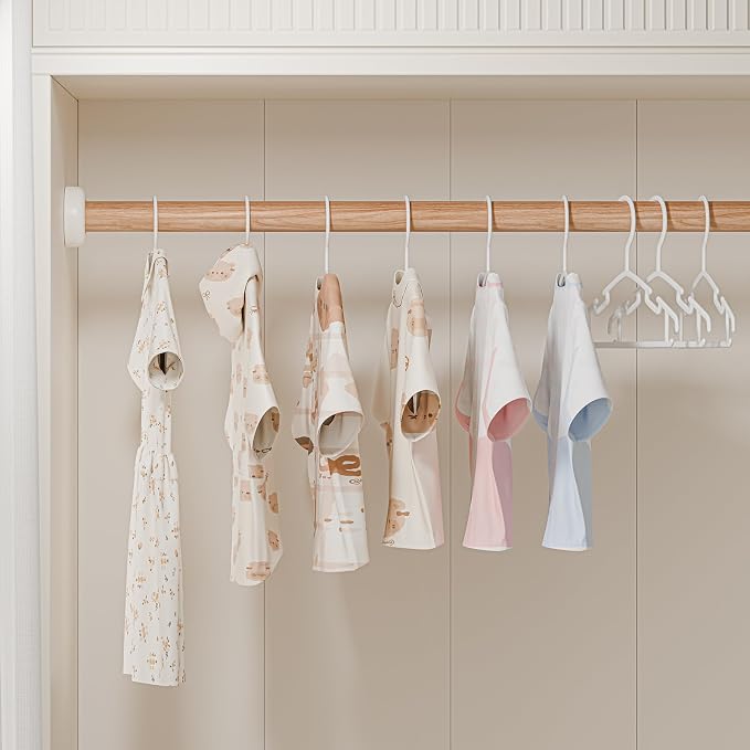 VILICK Kids Plastic Hangers, Baby Clothes Hangers for Closet 50 Packs Non-Slip Toddler Hangers for Infant Child Clothing, Small Children, for Pants Coats Skirts (White) - Image 7
