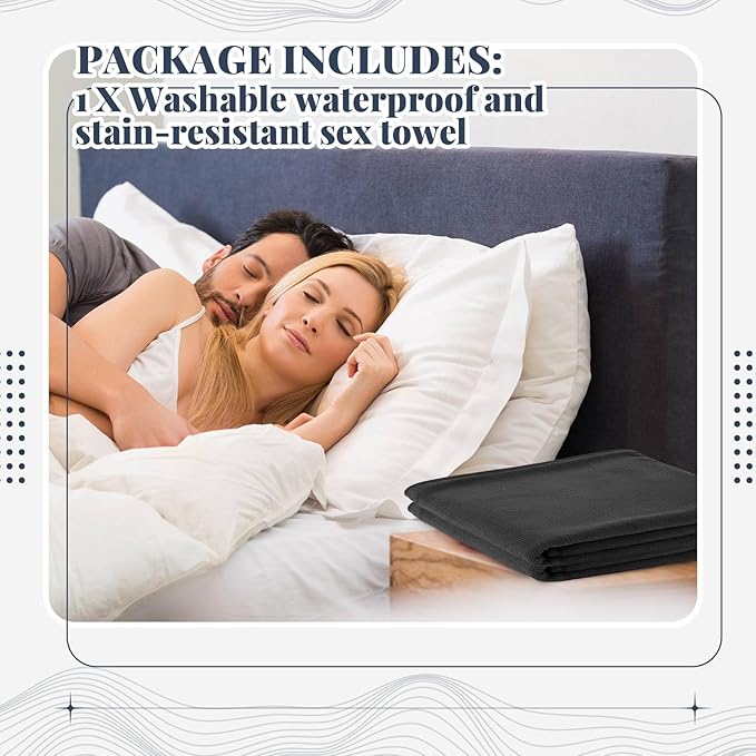 1 Pcs Couples Waterproof Mat 72 x 34 in Lover Reusable Stainproof Blanket Quiet Easy Use Mattress Protector for Adult Multi Functional Bed Sheet Couple Messy Play Pleasure Comfort (Black)