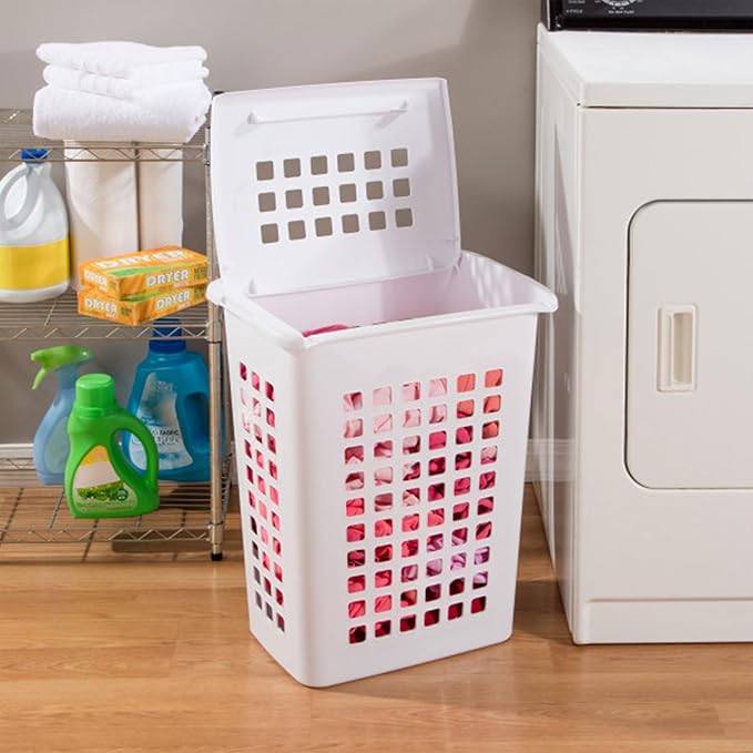 Sterilite 4-Pack LiftTop, Laundry Hamper for Clothes, Tall and Rectangular Plastic Basket with Lid, White - Large and Portable Storage Bin for Clothing and Towels - Ideal for Bathroom and Bedroom - Image 6