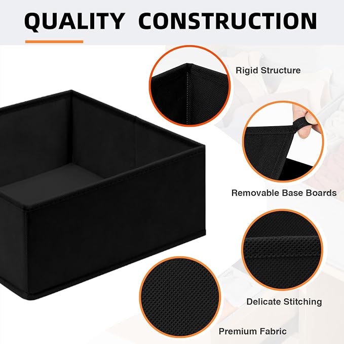 Criusia Closet Drawer Organizer Clothes, 15 Pack Dresser Organizer for Baby Clothes, Fabric Drawer Dividers for Nursery Bedroom (Black) - Image 6
