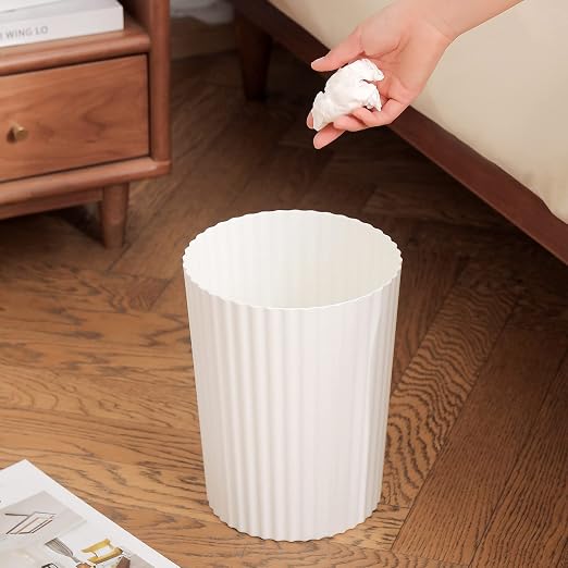 JiatuA Small Trash Can Plastic Wastebasket Round Garbage Container Bin for Bathroom, Kitchen, Bedroom, Home Office, College Dorm, White 4 Pack - Image 2