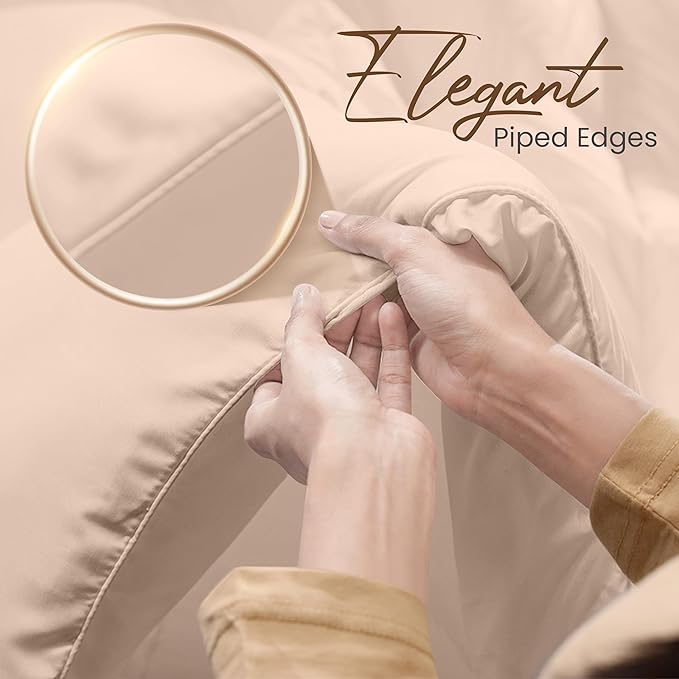 Utopia Bedding Comforters Twin Size, All Season Duvet Insert, Down Alternative Box Stitched Bed Comforter with Corner Tabs, Machine Washable (Beige)