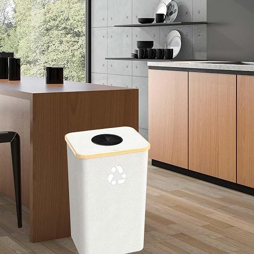 Recycling Bin for Kitchen Indoor Home,Beige Color Large 100L/ 26 Gallon Recycle Bin with Lid Removeable Reusable Inner Bag Bottle Can Glass Waste Plastice Stickers - Image 7