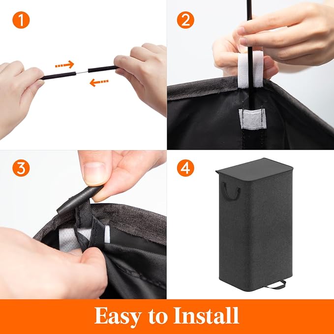 Lifewit Single Laundry Hamper with Lid and Removable Laundry Bags, Large Collapsible 1 Dividers Dirty Clothes Basket with Handles for Bedroom Laundry Room Closet Bathroom College, 100L Black - Image 3
