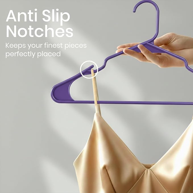 Utopia Home Plastic Hangers 30 Pack - Perfect Space Saving Clothes Hanger - Durable and Strong - Perfect Closet Organizers with Shoulder Grooves (Purple) - Image 3