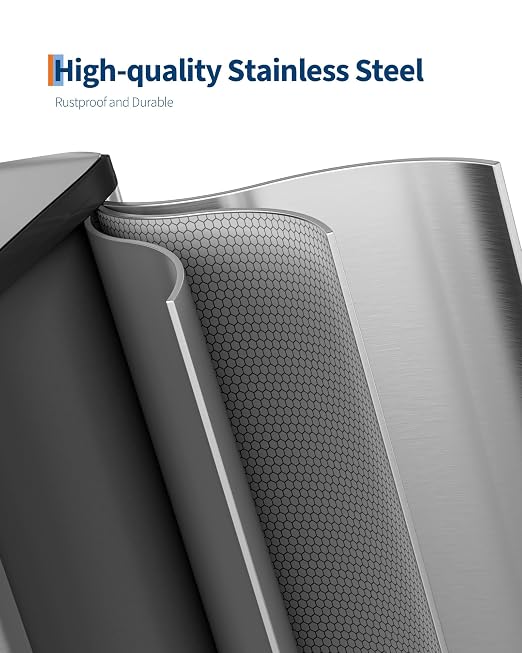 Garvee Double Trash Can, 2 x 10.6 gal (2 x 40 L) Garbage Can for Kitchen Dual Compartment Recycling Kitchen Step Trash Bin, Stainless Steel Trash and Recycle Bin Combo with Soft-Close Lid,Silver - Image 5