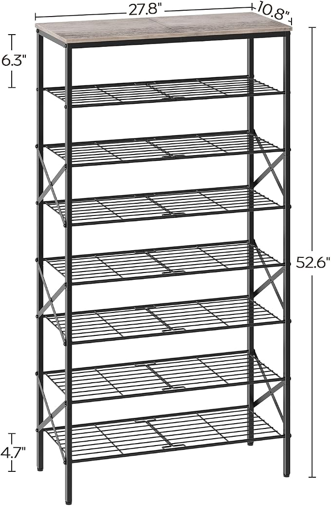 YATINEY 8 Tier Shoe Rack, Shoe Storage Organizer, Large Capacity Shoe Shelf Holds 32 Pairs of Shoes, Sturdy and Stable, for Entryway, Hallway, Closet, Dorm Room, Greige and Black SS08BG - Image 3