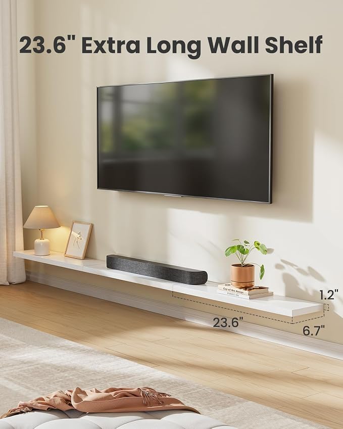 AMADA HOMEFURNISHING 23.6" L Floating Shelves, Wall Shelves Set of 3 for Bathroom/Living Room/Bedroom/Kitchen, White Floating Shelves for Wall Decor with Invisible Brackets - AMFS44W - Image 3