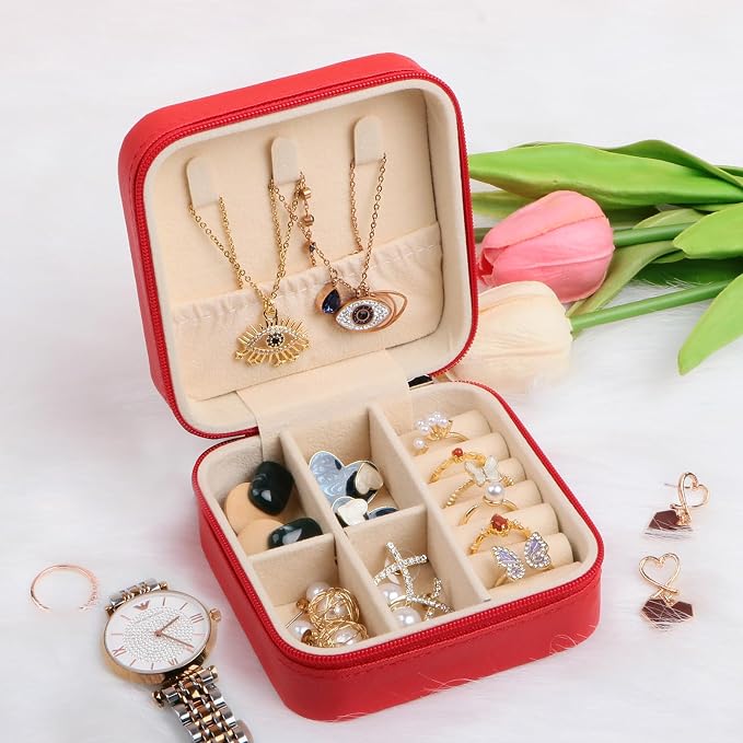 17Dec Small Travel Jewelry Case Organizer,Mini Travel Essentials for Women,Bridesmaid Gifts Birthday Gifts for Women,Small Jewelry Box for Girls 8-12 - Image 8
