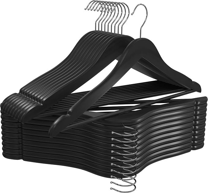 Utopia Home Premium Wooden Hangers 20 Pack - Durable & Slim Coat Hanger - Suit Hanger with 360-Degree Rotatable Hook - Wood Hangers with Shoulder Grooves (Black Color) by UTOPIAHOME