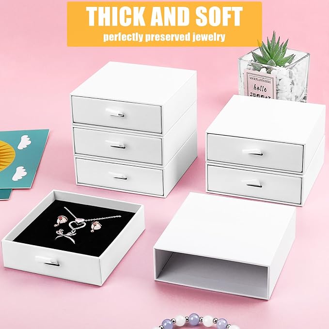 Cardboard Jewelry Boxes, 20 Pack 3.5×3.5x1Inch Jewelry Gift Boxes, Bulk Cotton Filled Small Jewelry Boxes with Lids for Necklace Ring Earring Display Box-White - Image 4