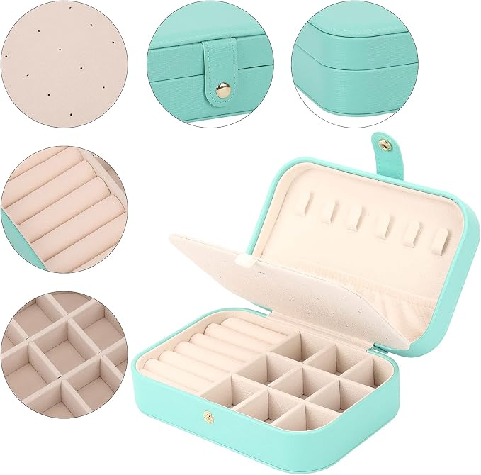 FEISCON Jewelry Box, Travel Jewelry Organizer Case Small Jewelry Storage and Organizers Craft Containers Travel Mini Organizer/GREEN - Image 5