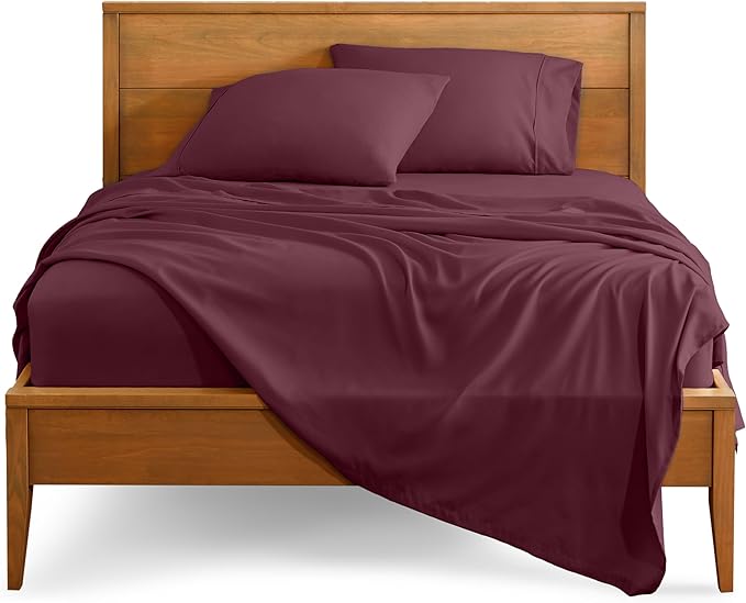 Bare Home King Sheet Set - 1800 Ultra-Soft Microfiber King Bed Sheets - Double Brushed - Deep Pockets - Easy Fit - 4 Piece Set - Bedding Sheets & Pillowcases (King, Burgundy)