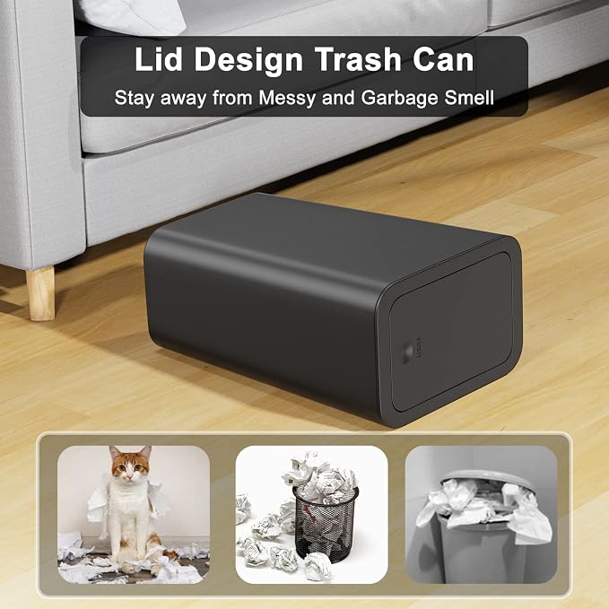 N. NETDOT 3 Pack (2 of 4 Gal & 1 of 2.6 Gal) Small Trash Can with Lid,Bathroom Garbage Can with Pop-Up Lid,Waste Basket for Bathroom,Kitchen,Bedroom,Powder Room,Craft Room,Office,College (Black) - Image 3