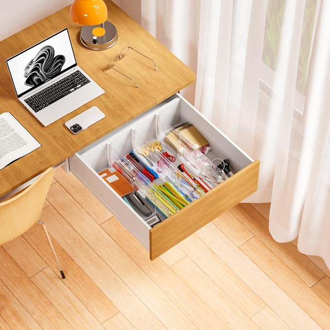 Yieach 8 Pack 6 Inch Tall Acrylic Drawer Divider for Clothes-Expandable from 12.3-18''-Adjustable Dresser Deep Drawer Dividers for Baby Clothing,Underwear,Clear in Drawer Separators for Kitchen,Office - Image 7