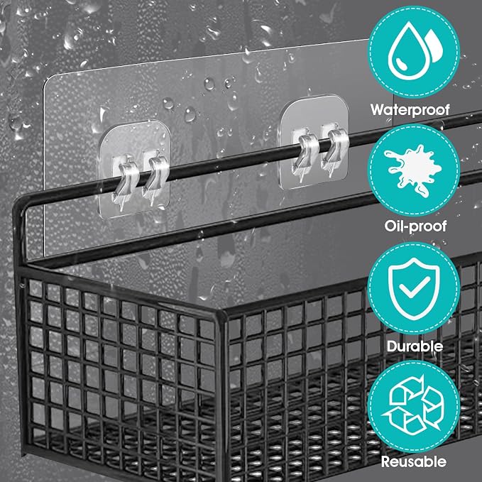 WY LIGHTING LEVEL 4 Pack Shower Caddy Adhesive Replacement, Strong Adhesive Sticker Hooks for Corner Shower Caddy Bathroom Shelf Basket Soap Dish Hanging Hooks Kitchen Accessories No Drilling - Image 4
