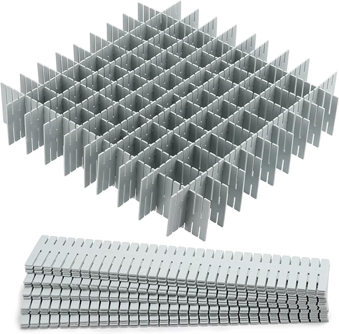 acDesign 40Pcs Drawer Dividers, Adjustable Drawer Organizer for Socks, Underwear, Lingerie, Makeup, Bedroom Office Kitchen Storage (Grey) by acDesign