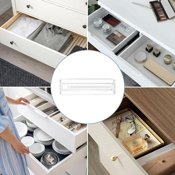 5 Pack Adjustable Drawer Dividers (12.3-18") 6" High Expandable Clear Drawer Dividers for Kitchen, Bedroom & Office Dresser Drawer Organizers for Clothes, Utensils and Baby Nursery Storage - Image 7