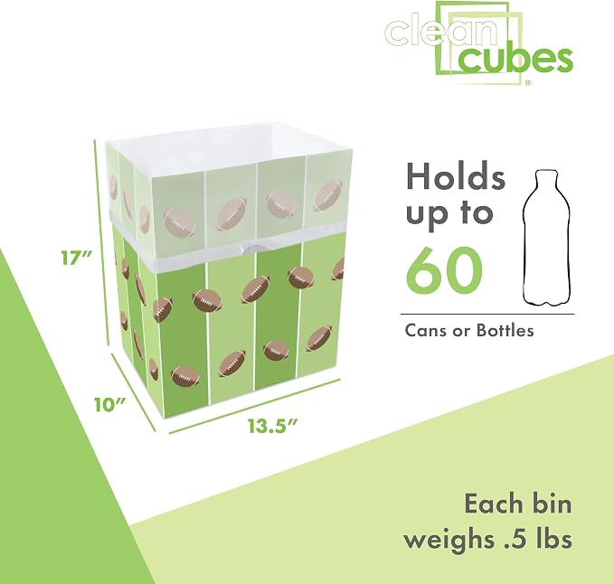 Clean Cubes 13 Gallon Disposable Pop-Up Trash Cans (3-Pack) with Fitted Bags – Foldable Garbage & Recycling Bins for Parties, Events & Kitchen (Tailgating, 17" H x 13.5" W x 10" D) - Image 4