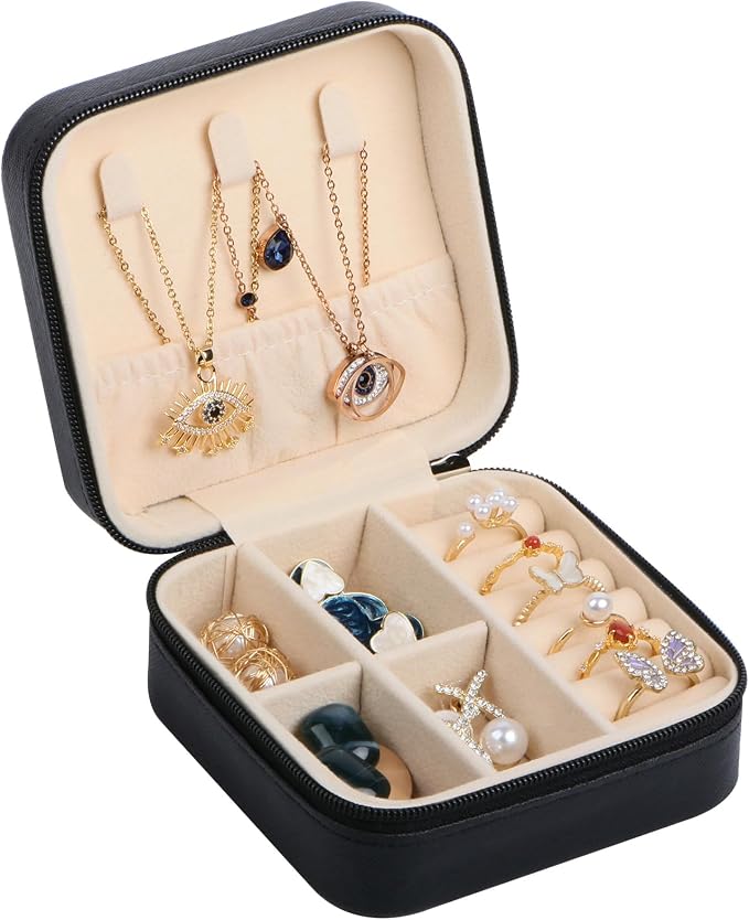 17Dec Small Travel Jewelry Case Organizer,Mini Travel Essentials for Women,Bridesmaid Gifts Birthday Gifts for Women,Small Jewelry Box for Girls 8-12 by 17Dec